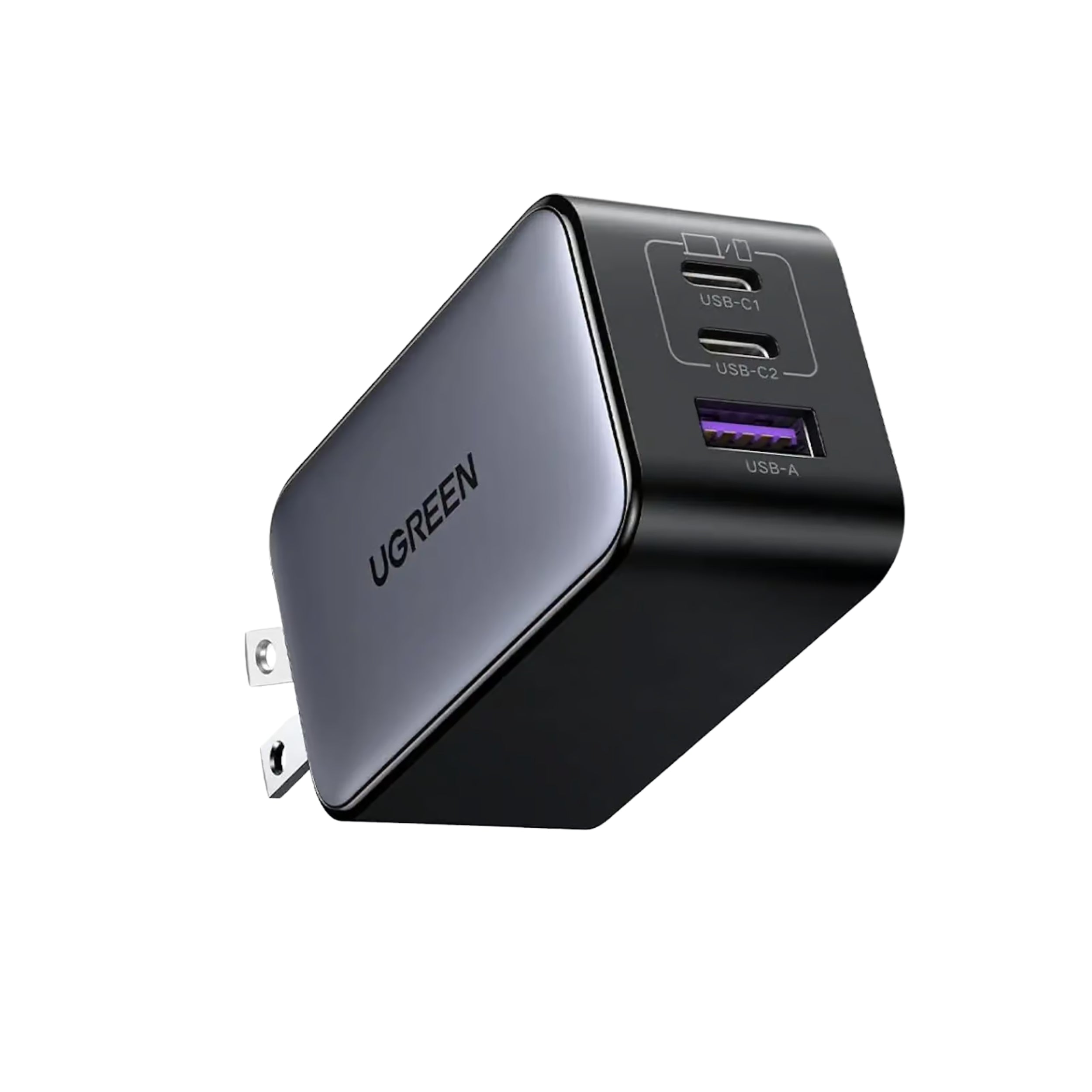 UGREEN Nexode 65W GaN Fast Charger, 3-Port USB-C Wall Charger (US Plug, Black) for iPhone 16/15/14/13, Samsung, MacBook & More