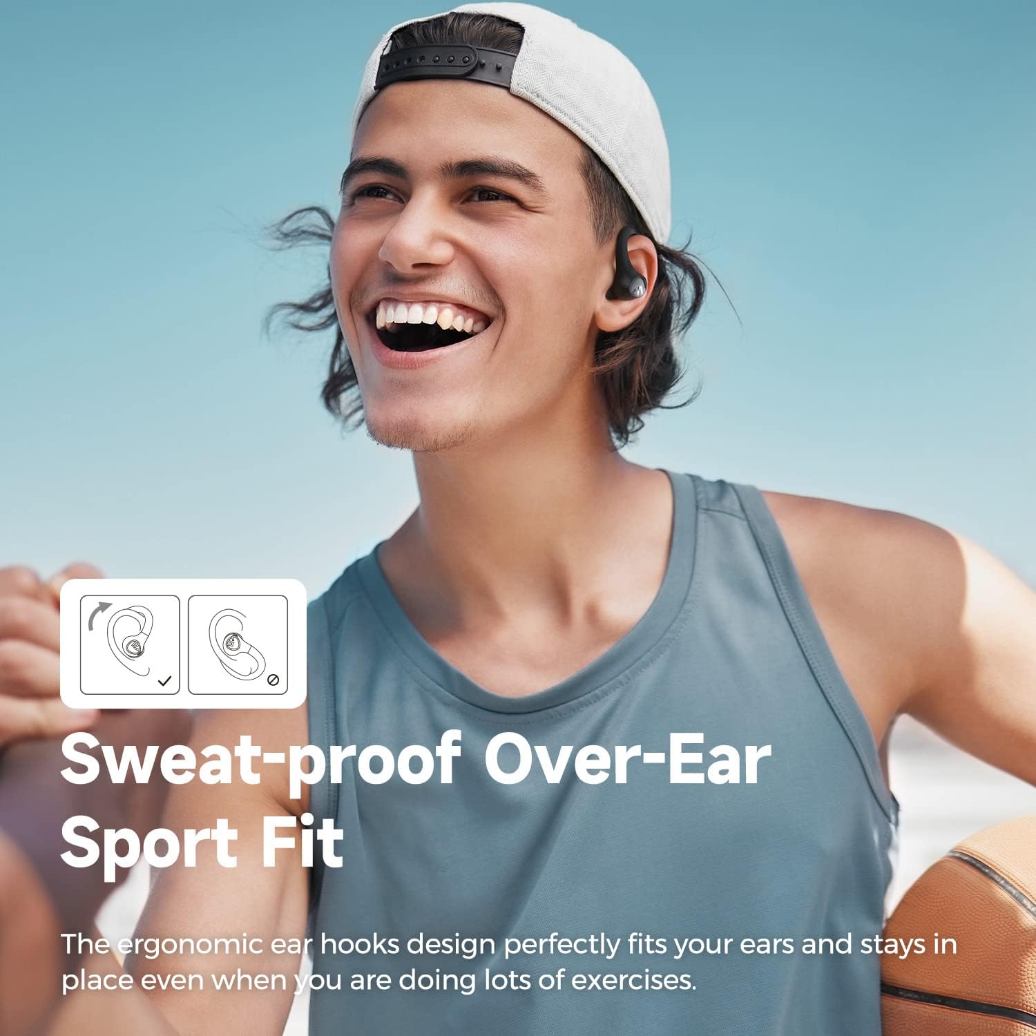 SoundPEATS Wings2 Wireless Sport Earbuds – Bluetooth 5.3 Over-Ear Headphones with Ear Hooks, Sweat-Proof Design, 13mm Drivers, Built-in Mic, App Control & 30H Playtime (Black)