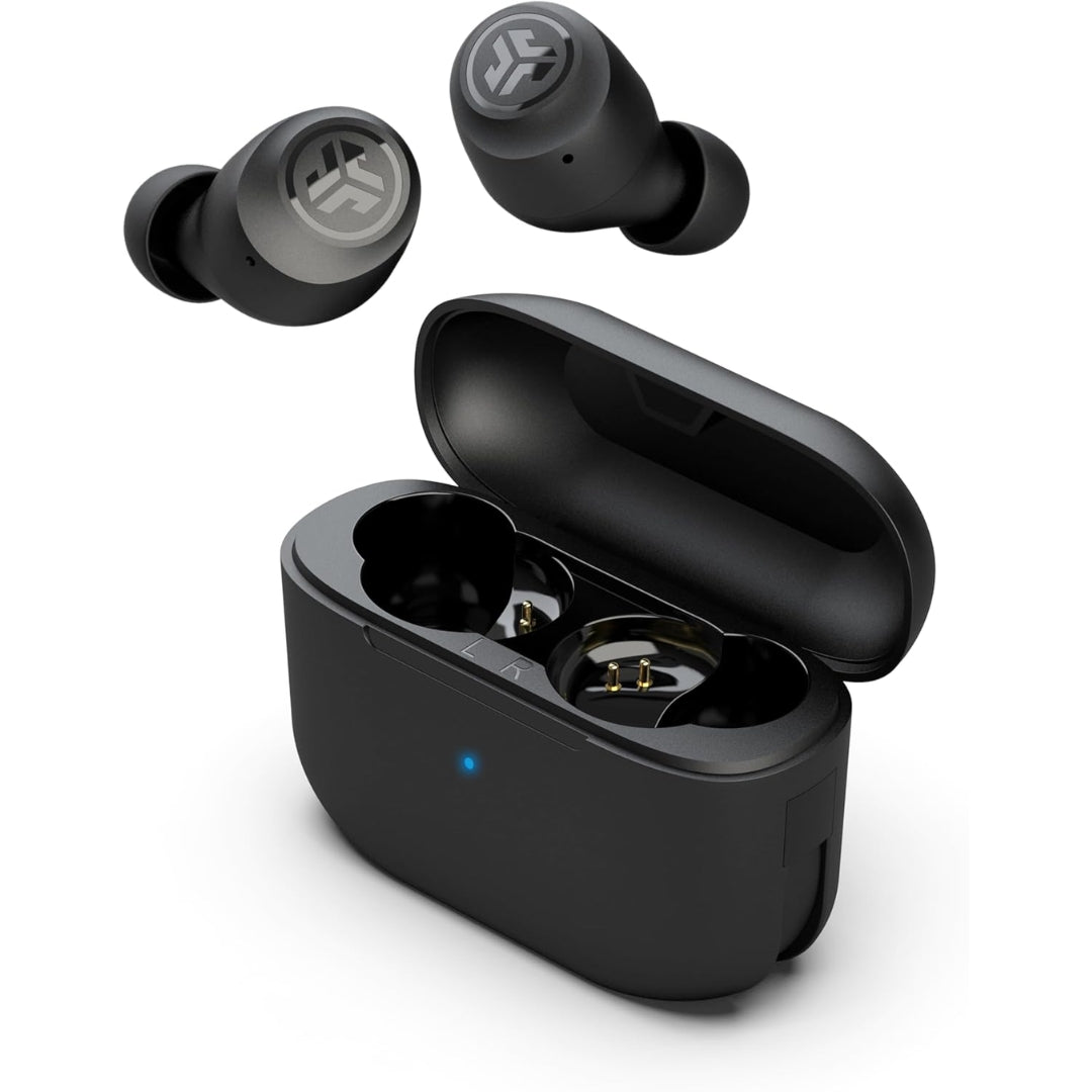 JLab Go Air Pop True Wireless Bluetooth Earbuds + Charging Case, Black, Dual Connect, IPX4 Sweat Resistance, Bluetooth 5.1 Connection, 3 EQ Sound Settings Signature, Balanced, Bass Boost