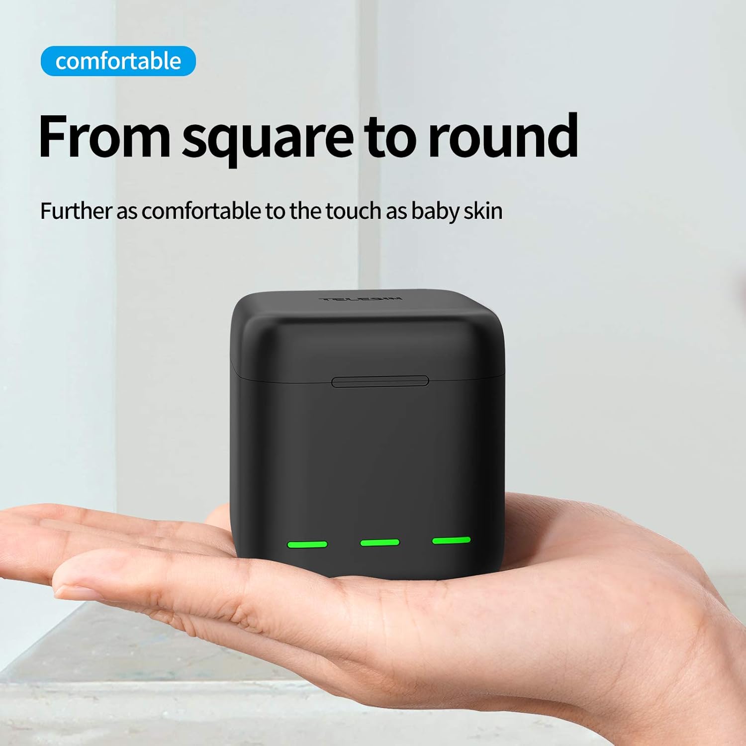 TELESIN 3-Battery Pack & Triple Charger Case for GoPro Hero 11/10/9 Black, Fast Charging Storage Box with USB & Type-C Cable – Includes 3 Rechargeable Batteries